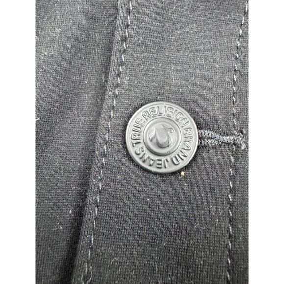 True Religion Womens Black stretch Denim Jacket Size S-M 90s Y2k Gothic Western - Picture 7 of 12